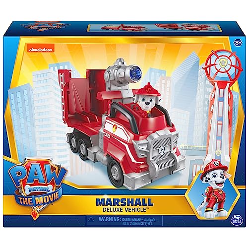 Paw Patrol, Marshalls Deluxe Movie Transforming Fire Truck Toy Car With Collectible Action Figure, Kids Toys For Ages 3 And Up