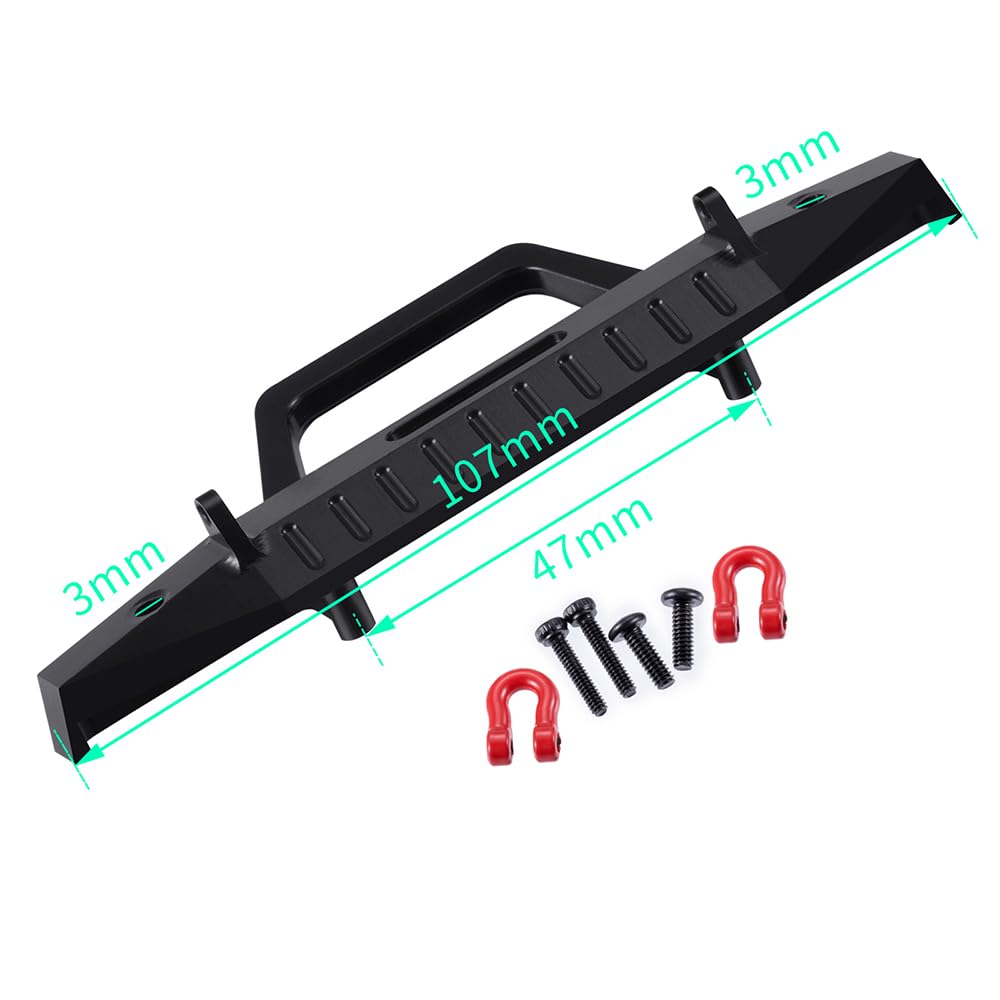 MOHERO Aluminum Front and Rear Bumper Set with Tow Hook for 1/18 TRX4M High Trail K10 RC Crawler Car Upgrade Part,(Front&Rear)
