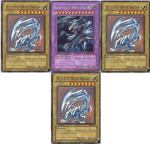 Miskd Yu-Gi-Oh!! Blue Eyes Ultimate Dragon!! 3 Blue Eyes White Dragon'S! All Rare 20 Yugioh Card Lot!!