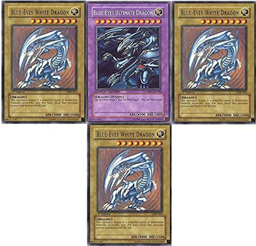 Miskd Yu-Gi-Oh!! Blue Eyes Ultimate Dragon!! 3 Blue Eyes White Dragon'S! All Rare 20 Yugioh Card Lot!!