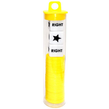 Ahoper Left Right Center Dice Game Prime Set Bundle With 3 Dices + 36 Chips. Round Tube Storage Is Very Convenient For Travel. Easy To Store, Carry Around. (Yellow)