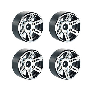 LAFEINA 1:10 Scale RC Crawlers Metal Alloy 1.9 Inch Beadlock Wheel Rim with 6 Spokes for 1/10 RC Rock Crawler Axial SCX10 CC01 D
