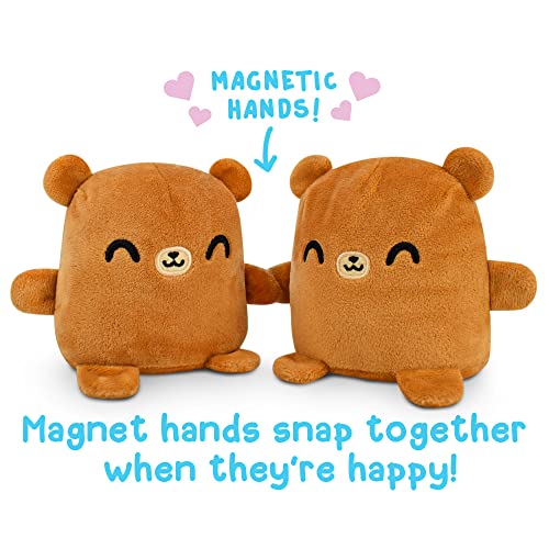 Teeturtle - Plushmates - Magnetic Reversible Plushies That Hold Hands When Happy - Brown Bear - Huggable And Soft Sensory Fidget