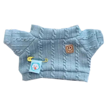 Niannyyhouse 10Cm Plush Doll Clothes Cartoon Pattern Knit Sweater Dolls Accessories Dress Up (Blue)