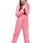 Batermoon Girls Fleece Zip Up Jumpsuits Kids Hooded Rompers Costume Winter Clothes 5-14 Years Pink