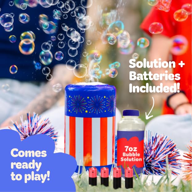 Move2Play Bubble Blower | Bubble Machine | Bubble Toy for Toddlers  Boys and Girls | Indoor & Outdoor | Birthday Party | Summer Fun | Gift for Girls 1  2  3  4+ Years Old (4th of July)