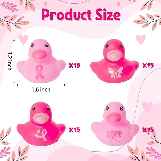 Haooryx 60Pcs Macaron Color Miniature Rubber Duckies Mini Pastel Float Ducky Pool Toy Novelty Squeeze Smile Ducks For Kids Birth