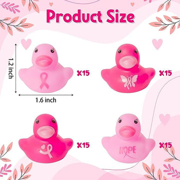 Haooryx 60Pcs Macaron Color Miniature Rubber Duckies Mini Pastel Float Ducky Pool Toy Novelty Squeeze Smile Ducks For Kids Birth