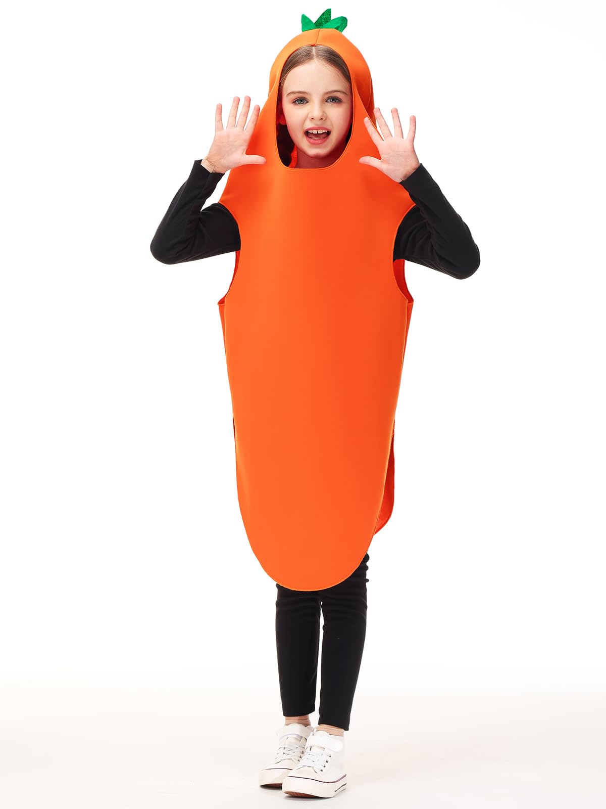 AOBUTE Kids Carrot Costume - Realistic 3D Print Outfit, Medium, Polyester, Halloween Cosplay for Boys Ages 8-10