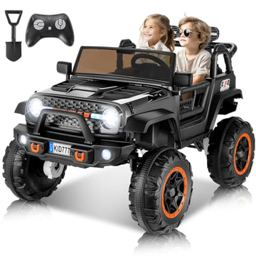 Hikole 2 Seater Ride On Toys Car For Big Kids, 24V Electric Jeep W/20 Large Wide Seat, 2Wd/4Wd Switchable, 4X100W Engines, Music, Suspension, Battery Powerd Cars Vehicles For Kids Boys - Black