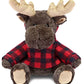 Dollibu Super Soft Moose Stuffed Animal With Plaid Red Hoodie Sweater - Cute Moose Plush Lumberjack Stuffed Toy With Plaid Jacke