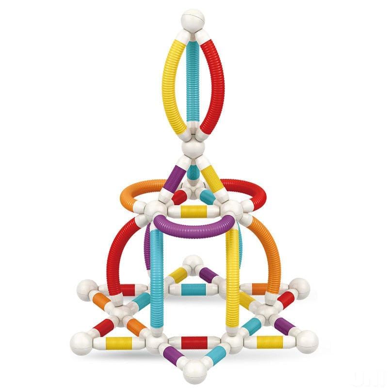 Zelqube 42Pcs Retractable Magnetic Sticks Building Toy Set With Flexible Magnetic Rods & Balls | Educational Stem Construction B