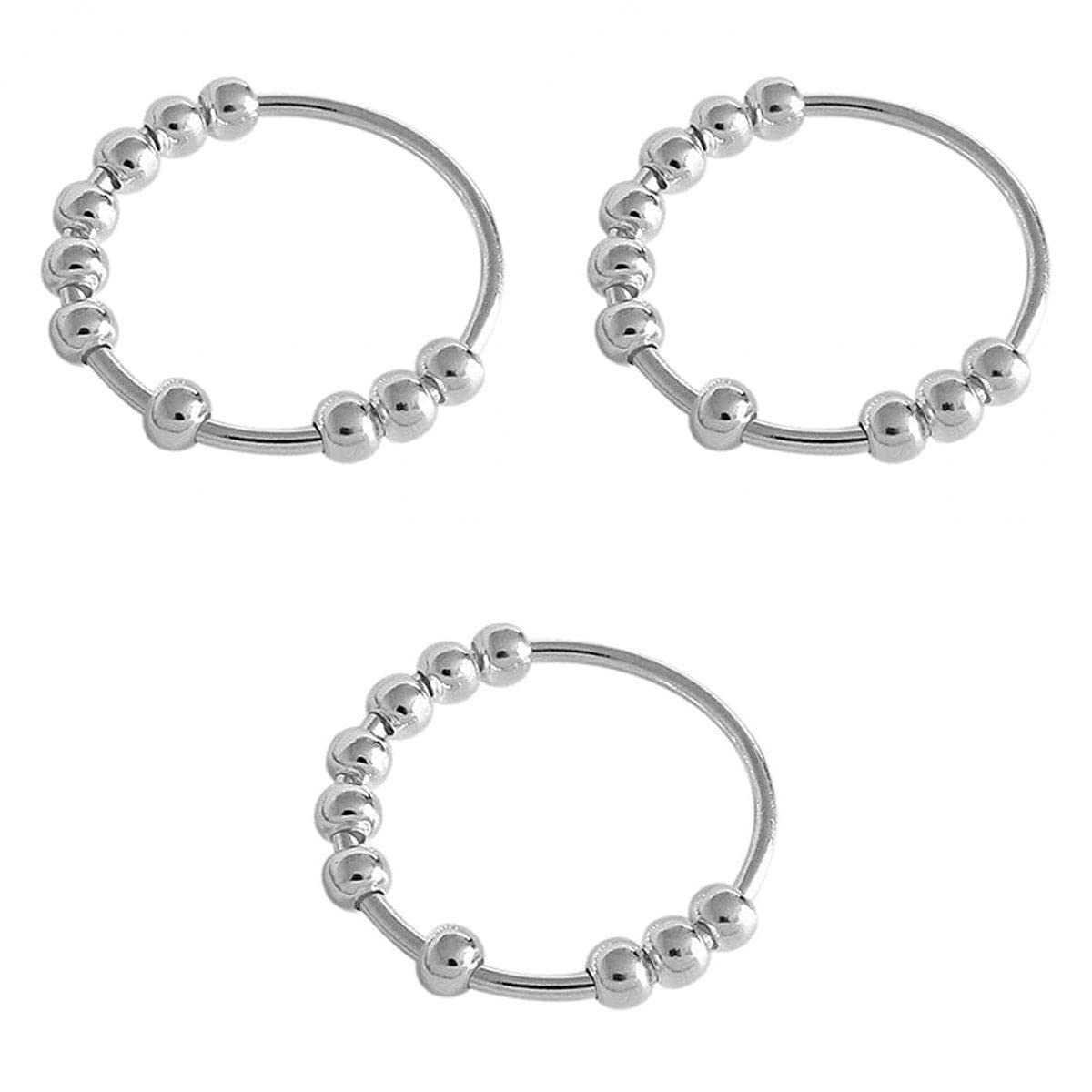 Calandis Pack Of 3 Adjustable Silver Stress Relief Rings Sensory Toy For Women Men