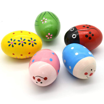 Hayder Wooden Easter Eggs Shakers Toys Maracas Kids Hand Shakers Percussion Musical For Party Favors, Classroom Prize Supplies,