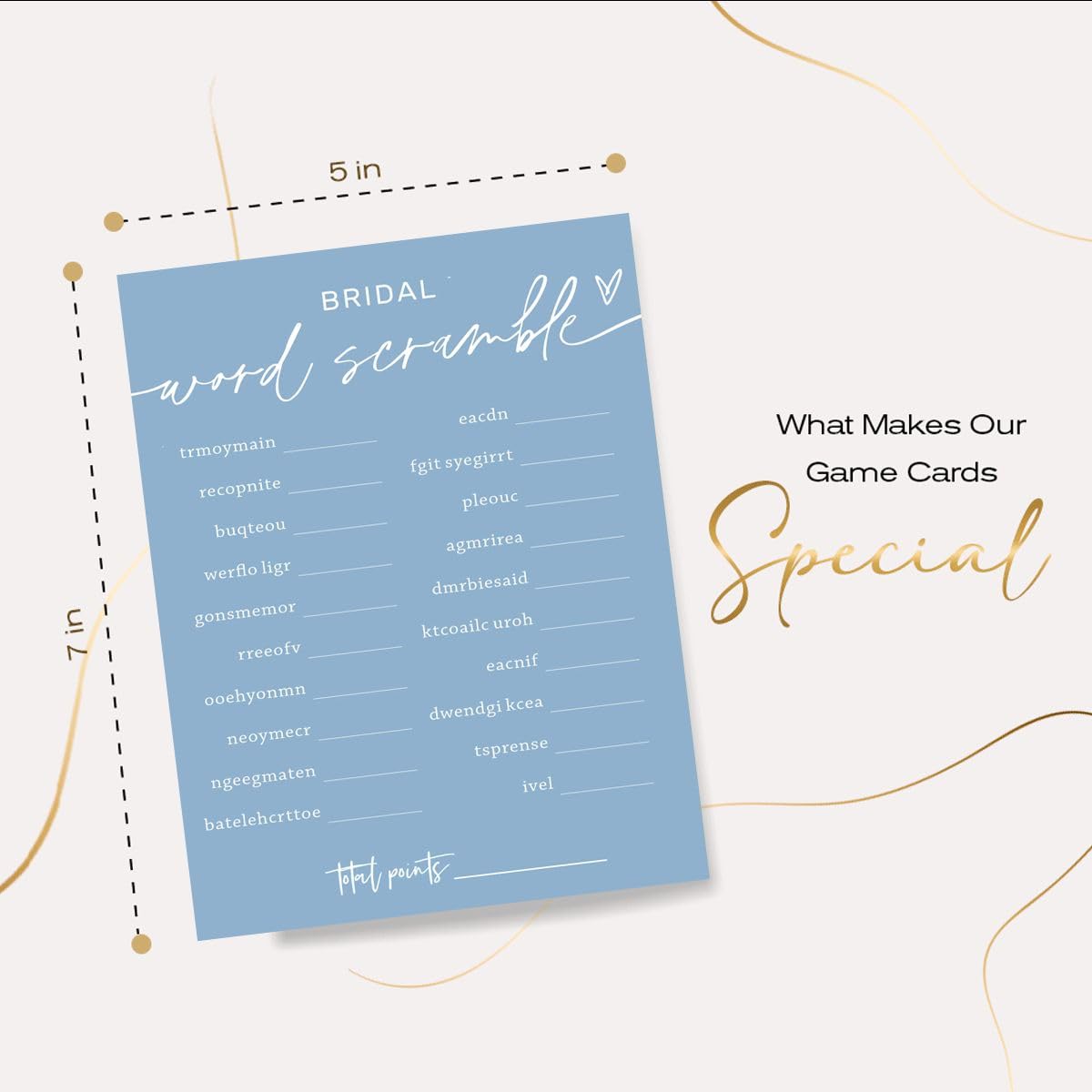 Bridal Shower Games Cards, Bridal Word Scramble, 25 Game Cards With 1 Answer Card, Engagement Party Wedding Games For Guests, Mi