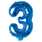 Shopperskart blue 16 inches 3 numbers shape large big foil helium balloons for party decorations in happy birthday anniversary o
