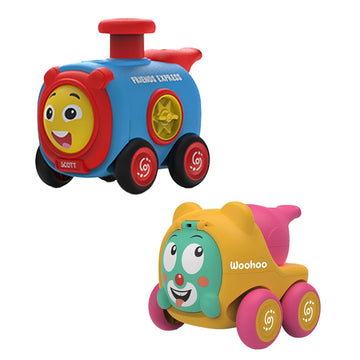 Innovitoy Kids Toy Combo Friction & Push And Go Pack Of 2-Friends Cartoon Train And Carnival Friction Vehicle, Push And Go Actio