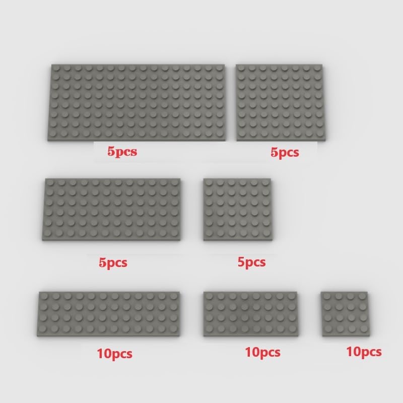 Classic Building Plate Assortment Pack, 50Pcs Dark Gray Bulk Plates With 7 Size Building Plate Base Plate, Compatible With Lego