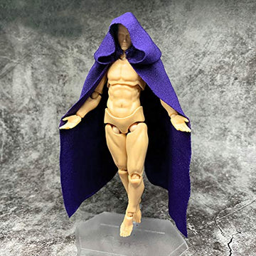 SSbeauty M 1:12 Scale Fabric Cape Cloak with Hat for 6 inch 1/12 Action Figure Clothes (Purple Cloak)