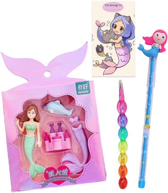 Le Delite Mermaid Character Erasers For Kids/Ocean Sea Theme Princess Eraser School Kids Students Gift Items Cute Pencils +Erase