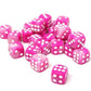 25 Count Pack of 12mm D6 Dice - Matching Collection of 6 Sided Dice with Pips (Pink Opal)