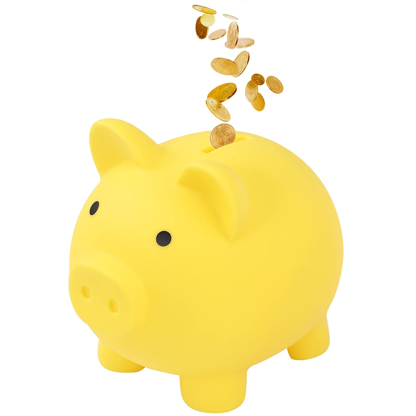 GADIEDIE Large Piggy Bank  Unbreakable Plastic Money Bank  Coin Bank for Girls and Boys  Cute Pig Coin Bank Practical Gifts for Birthday  Festival  Baby Shower (Yellow)