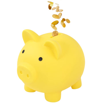 GADIEDIE Large Piggy Bank  Unbreakable Plastic Money Bank  Coin Bank for Girls and Boys  Cute Pig Coin Bank Practical Gifts for Birthday  Festival  Baby Shower (Yellow)