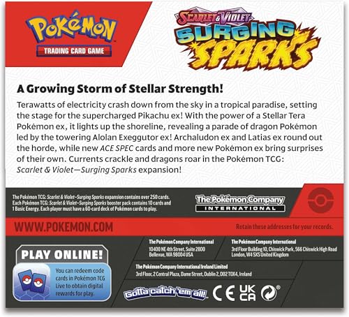 Pokémon TCG: Scarlet & Violet Surging Sparks Booster Box - Multi Color, 6 x 5 x 0.1 inches, Model 191-42312, Paper Material