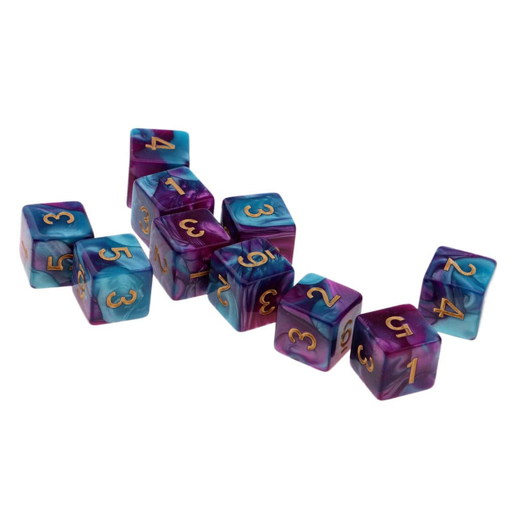 Yiotfandoll 10PCS Polyhedral Dice D6 Dice 16mm Acrylic 6 Sided Dice Double Colors Game Dice for RPG MTG DND Dice Table Games (Bl