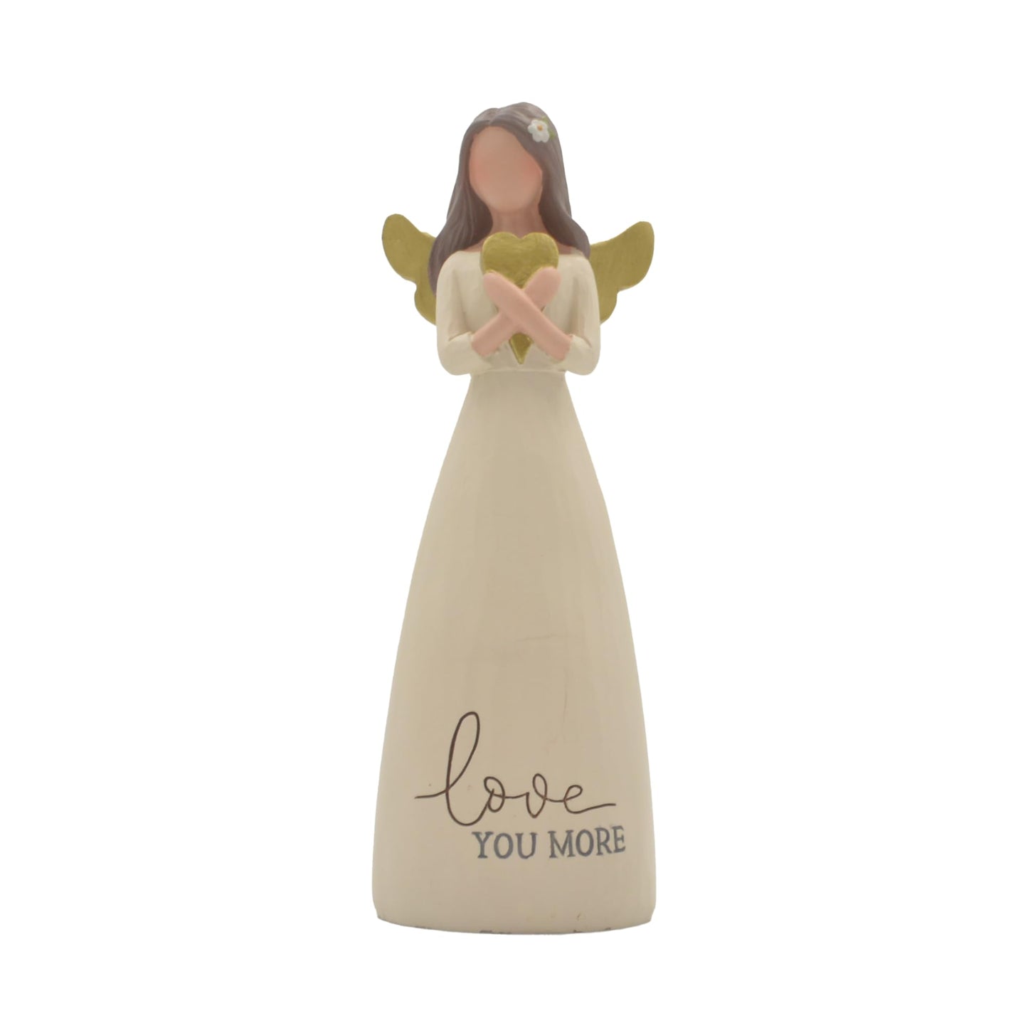 Feather & Grace Angel Figurine, Love You More Heart, 6 inch Stone Resin, Model BB-1911-12691