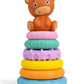 Woot Hoot Baby Sensory Toys  Teddy Bear Ring Stacker With Animal Topper And 6 Soft Textured Rings For Teething, Stacking & Moto