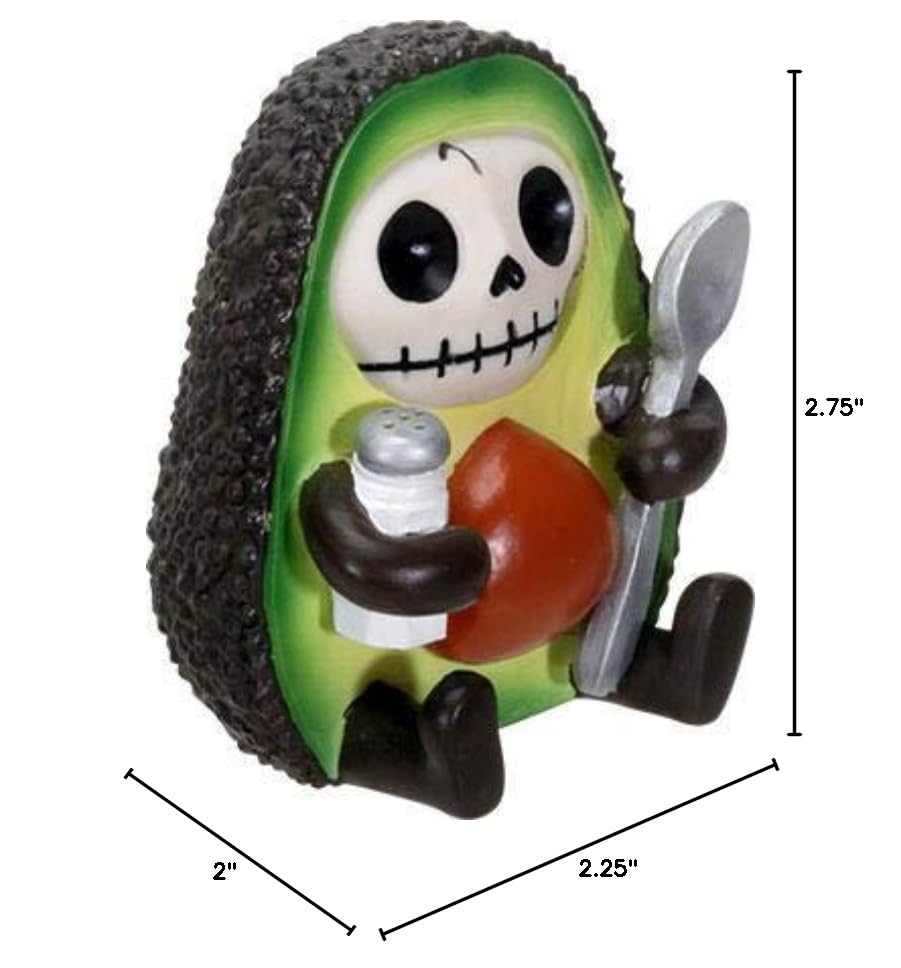 SUMMIT COLLECTION Furrybones HASS Signature Skeleton in Avocado Costume Holding onto a Salt Shaker and Spoon