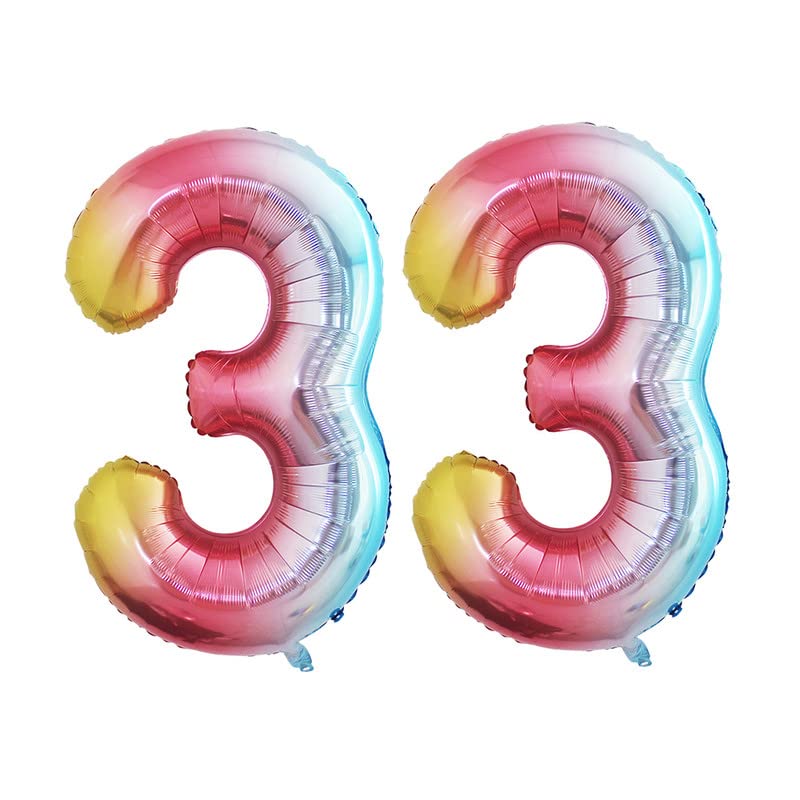 Goer 2 Pcs 42 Inch Rainbow Foil Balloons Number 3,Huge Number Balloons For 3Rd 33Rd Birthday Party Supplies Anniversary Decorations