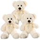 Shafish Plush Teddy Bear Cute Stuffed Animal Bear With Bow Plush Toys 13.8 Inches, 3 Pieces (Cream)