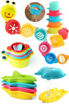 11 PCS Toddler Bath Toys for Kids Ages 1-3 Baby Shower Toys Mold Free Bathtub Toys for 12-18 Months Pool Water Table Sand Toys Stacking Cups & Floating Boats for Kids 2-4 Christmas Stocking Stuffers