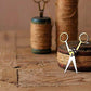 Set Of Three Wooden Spools With Jute Twine And Scissors