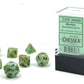 Chessex Dice Set - 10mm Marble Green/Dark Green Plastic Polyhedral Dice Set - Dungeons and Dragons D&D DND TTRPG Dice - Includes