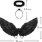 Szjias Black Wings Angel Costume Wings And Halo Devil Wings Fallen Wings For Kids Feather Wings For Halloween