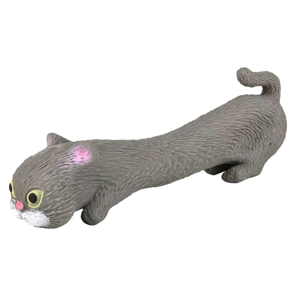Squishy Stretchy Cat (3.5' To 6.5') Rubber Fidget Sensory Toy Filled With Sand. Great Stress Relief Cat Toy For Kids, Adults And Pets. (3 Pack