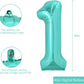 Toniful 40 Inch Large Teal Blue Number 10 Balloons Giant Digital 10 Helium Balloons, Foil Mylar Big Number Balloons For 10Th Bir