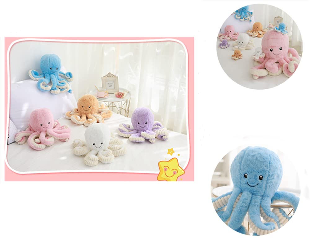 JOSON Cute Octopus Plush Toy - Soft 16 Inch Stuffed Animal, Blue, Short Plush, Ideal for Kids and Adults