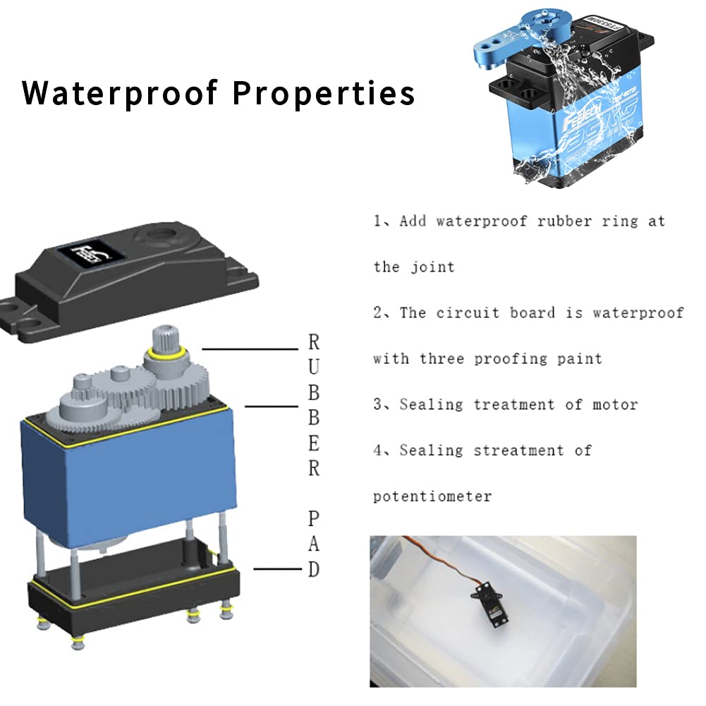 Geekstory Feetech FT5330M 35KG Digital RC Core Servo Motor Waterproof Metal Gear 25T Servo Arm Horn 180 Degree 6V-7.4V for Metal
