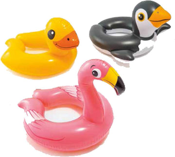 Intex, 43234-2327 3 Pack 59220Ep - Animal Head Split Ring Pool Floats Bundle Includes Frog, Duck, Penguin, Giraffe, Frog, Penguin (Style May Vary)