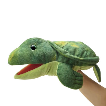 Justqunseen Hand Puppet - Realistic 13'' Sea Turtle Puppet For Kids, Plush Stuffed Animal With Moveable Mouth, Role Play Teachin