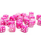 25 Count Pack of 12mm D6 Dice - Matching Collection of 6 Sided Dice with Pips (Pink Opal)