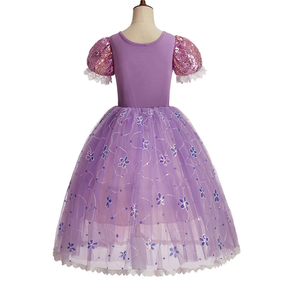 Tpmg Princess Costume Dress For Girls With Wig, Kids Halloween Dress Up Clothes Pretend Play Birthday, 6T