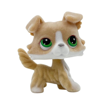 LPSCB Custom-Made Flocked Pet Shop Toy Fuzzy Animal Figure Short Hair Cat Dog Collie Dachshund Great dane Cocker Spaniel (Yellow