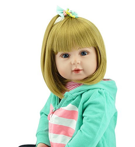 Babyfere Realistic Reborn Toddlers Dolls Girls Blond Hair Look Real Soft Vinyl Toddler Dolls Silicone 24 Inches With Clothes