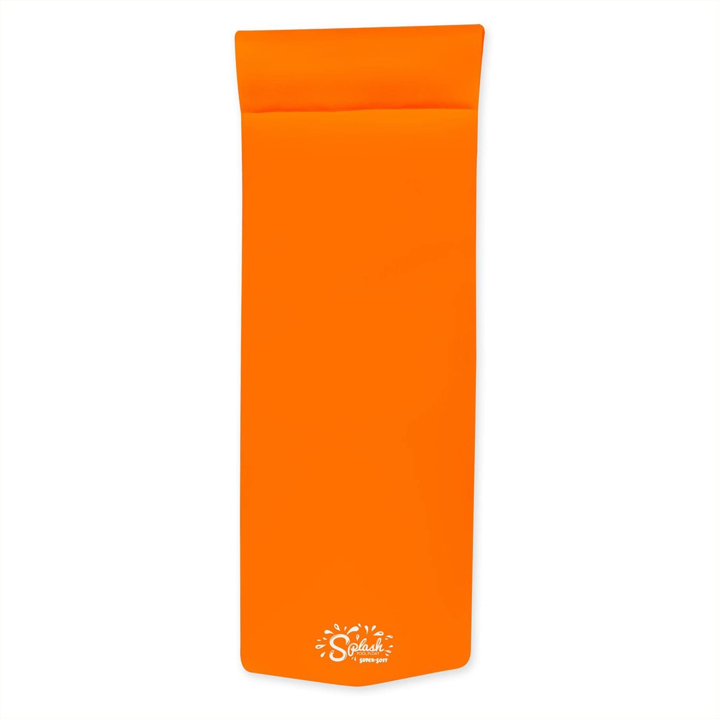 TRC Recreation Splash 1.25 Inch Thick Foam Swimming Pool Float Mat Large mature-themed Lounger with Built-in Roll Pillow  Sunset Orange