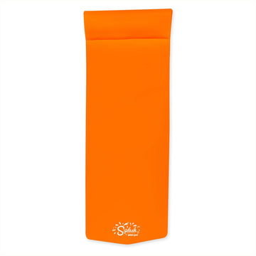 TRC Recreation Splash 1.25 Inch Thick Foam Swimming Pool Float Mat Large mature-themed Lounger with Built-in Roll Pillow  Sunset Orange